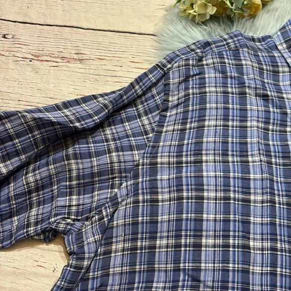 Ralph Lauren Blue Plaid Linen Button Down Shirt sz 4XLT - Picture 4 of 9